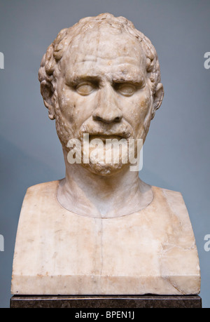 Porträt von Demosthenes, der Bildhauer Polyeuktos zugeschrieben. Siehe Beschreibung für mehr Informationen. Stockfoto