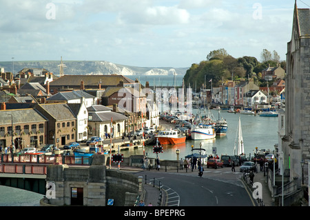 Weymouth Stadtbrücke und Außenhafen, Dorset Stockfoto