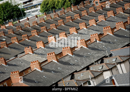 Schiefer Dächer auf viktorianischen Reihenhäusern Stockfoto