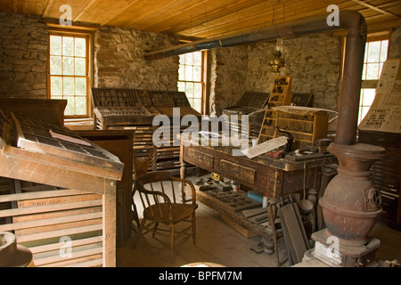 Druckerei der Montana Post (1864), Virginia City, Montana, USA Stockfoto