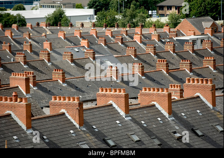 Schiefer Dächer auf viktorianischen Reihenhäusern Stockfoto