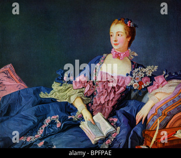 Jeanne Antoinette Poisson, Marquise de Pompadour, auch bekannt als Madame de Pompadour, 1721 - 1764. Mitglied des französischen Gerichts und der offiziellen Hauptherrin von König Louis XV. Porträt von Francois Boucher. Stockfoto
