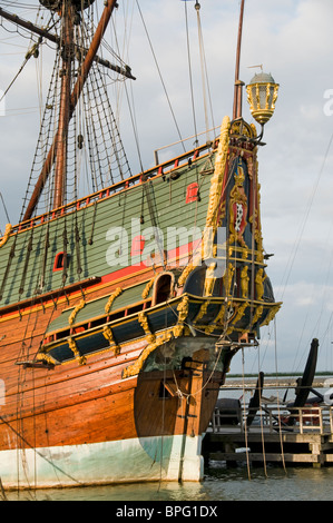 Replik von Lelystad Batavia VOC 1628 Boot Segelschiff Stockfoto