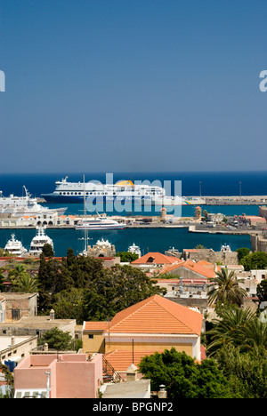 Blick über Rhodos Altstadt vom Uhrturm Dodekanes Inseln Griechenland Stockfoto