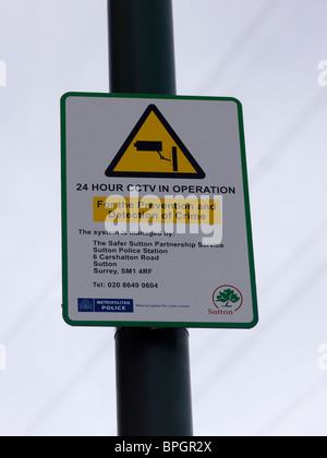 Melden Sie für 24 Stunden CCTV In Betrieb Stockfoto