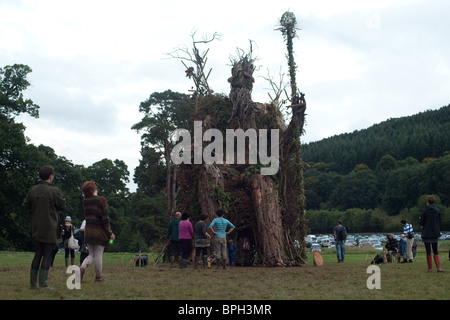 Grüner Mann Statue auf dem Green Man Festival 2010, Glanusk Park, Brecon Beacons, Wales Stockfoto