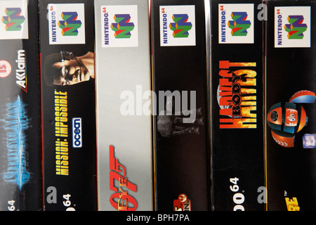Original-Spiele für die Nintendo n64 Konsole aus den 90er Jahren Stockfoto