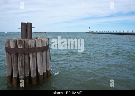 Leuchtturm Manistee North Pierhead am Lake Michigan MI Great Lakes Bilder Bilder Fotos große hochauflösende horizontale Auflösung in den USA hohe Auflösung in den USA US-Hochauflösung Stockfoto