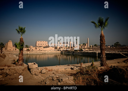 Karnak Tempel-Komplex, der heilige See Bezirk von Amun-Re, Luxor, Ägypten, Theben, Arabien, Afrika Stockfoto