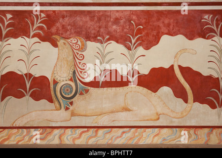 Details aus dem Thronsaal bei Knossos archäologische Stätte in Kreta, Griechenland. Stockfoto
