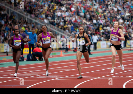 Allyson FELIX gewann die 400m Frauen Rennen in Aviva London Grand Prix, Crystal Palace, London. 2010. Stockfoto