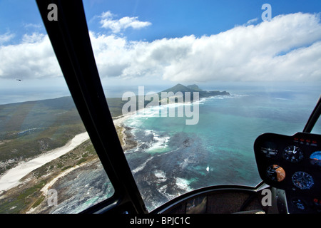 Blick vom Hubschrauber in Richtung Kap der guten Hoffnung, Cape Town, Cape Peninsula, Western Cape, Südafrika, Afrika Stockfoto