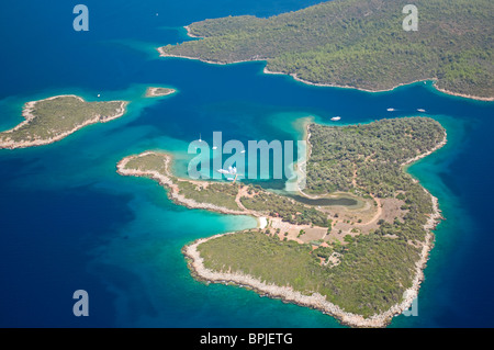 Luftaufnahme des Cedrea Kleopatra Insel Gökova-Türkei Stockfoto