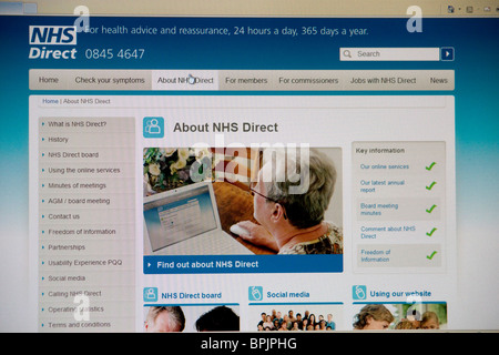 NHS Direct Website Stockfoto