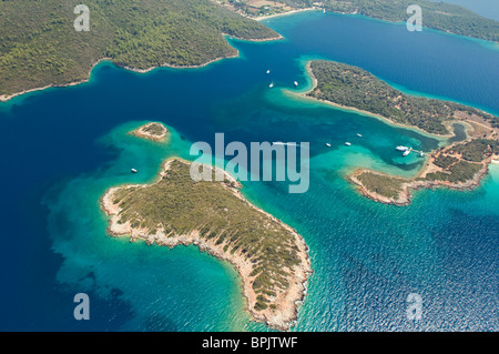 Luftaufnahme der Stadt Inseln Gokova Bay Türkei Stockfoto