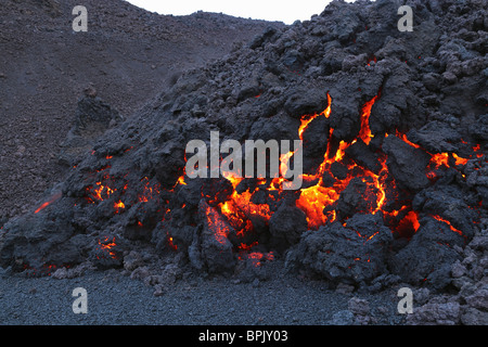 26. März 2010 - Verlängerung Lava Flow, Eyjafjallajökull, Island. Stockfoto