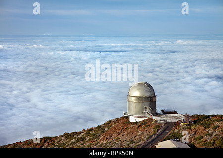 Informationsstelle über die Wolkendecke, Roque de Los Muchachos, Caldera de Taburiente, La Palma, Kanarische Inseln, Spanien, Europa Stockfoto
