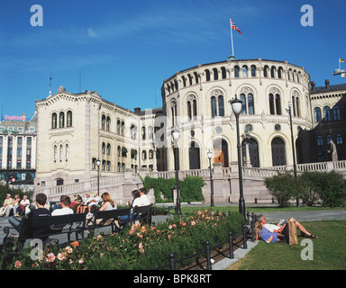 Parlamentsgebäude, Oslo, Norwegen Stockfoto