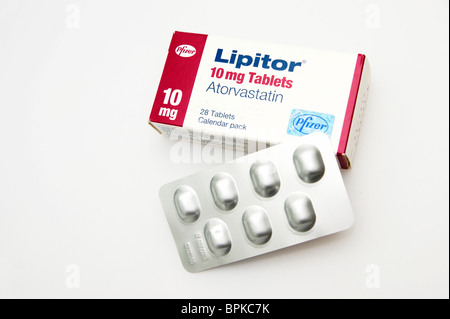 Lipitor Atorvastatin Tabletten (Statine) Verringerung der Menge an Cholesterin & Triglyceride Fettsubstanzen im Blut Stockfoto