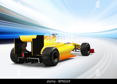 Formel 1-Auto fahren mit hoher Geschwindigkeit in leere Straße - Bewegungsunschärfe Stockfoto