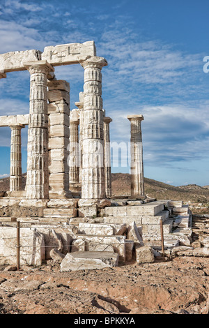 Poseidon Tempel am Kap Sounion in Attika Region von Griechenland. Stockfoto