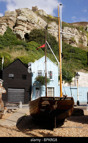 NOSTALGISCHER EAST HILL UND ROCK-A-NORE ROAD NEBEN STADE BEACH HASTINGS EAST SUSSEX UK. 2009 Stockfoto