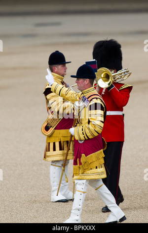 Drum Major marschieren aneinander, vorbei am "Trooping die Farbe" 2010 Stockfoto