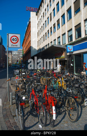 Geparkten Fahrrädern Copenhagen Dänemark Mitteleuropa Stockfoto