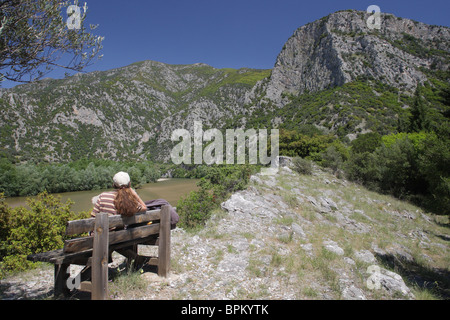 Nestos Fluss, geschützten Bereich "schlängelt sich der Nestos Fluss", Nord-Griechenland Stockfoto