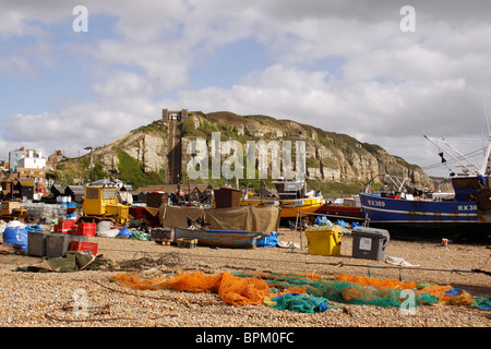 NOSTALGISCHER EAST HILL, STADE BEACH. ROCK-A-NORE HASTINGS. EAST SUSSEX UK 2009. Stockfoto