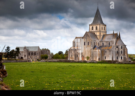 Die Abtei am Cerisy-la-Forêt, Normandie im Nordwesten Frankreichs Stockfoto