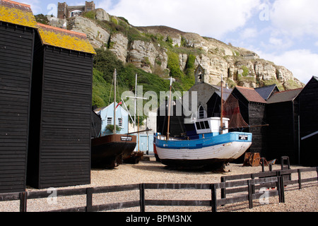 NOSTALGISCHER EAST HILL UND ROCK-A-NORE ROAD NEBEN STADE BEACH HASTINGS EAST SUSSEX UK. 2009 Stockfoto