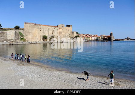 Collioure Burg in der Nähe von Perpignan, Pyrenäen-Oriental, Frankreich Stockfoto