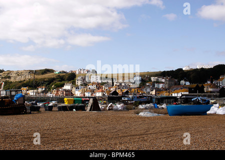 NOSTALGISCHER BLICK AUF DEN STADE BEACH. ROCK-A-NORE HASTINGS 2009. Stockfoto