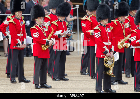 Band von den Welsh Guards Vorbereitungen für die Parade "Trooping die Farbe" 2010 Stockfoto