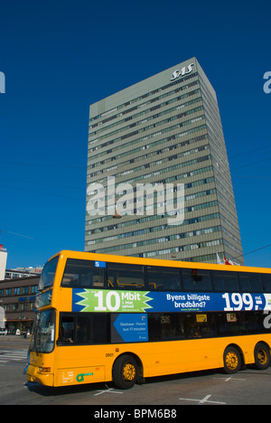 Doppeldecker gelb öffentlichen bus Vesterbrogade Kopenhagen Dänemark Mitteleuropa Stockfoto