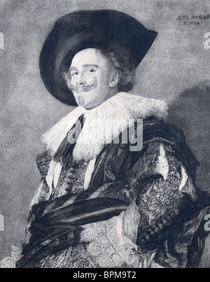 Radierung von Petrus Arendzen des lachenden Kavaliers von Frans Hals. Stockfoto