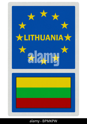 EU unterzeichnet Serie - Litauen (in englischer Sprache), fotorealistische, isoliert auf weiss Stockfoto