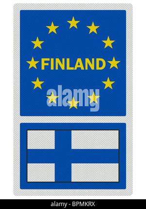 EU unterzeichnet Serie - Finnland (in englischer Sprache) fotorealistische, isoliert auf weiss Stockfoto