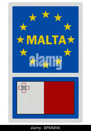 EU unterzeichnet Serie - die Mittelmeerinsel Malta, fotorealistische, isoliert auf weiss Stockfoto