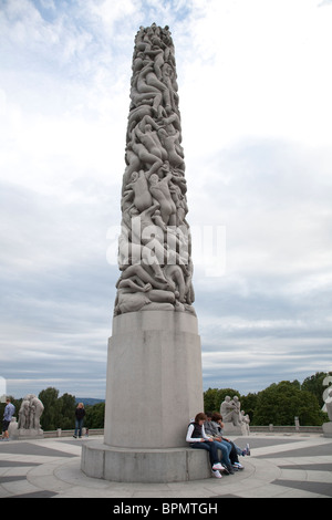 Monolith, Vigeland Skulpturenpark, Frogner Park befindet sich in Oslo, Norwegen. Stockfoto