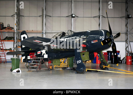 US Navy Grumman F8F Bearcat Jagdflugzeug in Duxford Teil des Warbirds fliegen Flugzeuge team Stockfoto