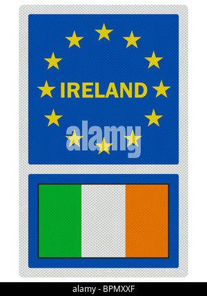 EU unterzeichnet Serie - Irland (in englischer Sprache), fotorealistische, isoliert auf weiss Stockfoto