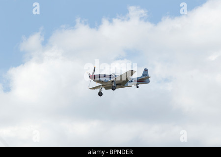 North American p-51 Mustang fliegen auf eine Antenne display Stockfoto