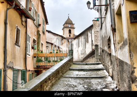 Kleine Straße Saorge, Frankreich. Stockfoto