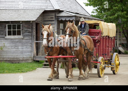 Pferdewagen in der historischen Stadt Barkerville, Britisch-Kolumbien, Kanada Stockfoto