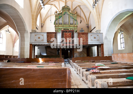 Das Innere der Harman befestigte Kirche in Brasov Grafschaft, Rumänien. Stockfoto