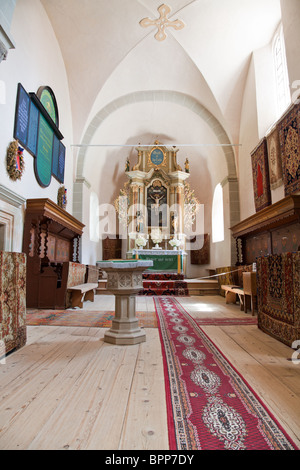 Das Innere der Harman befestigte Kirche in Brasov Grafschaft, Rumänien. Stockfoto