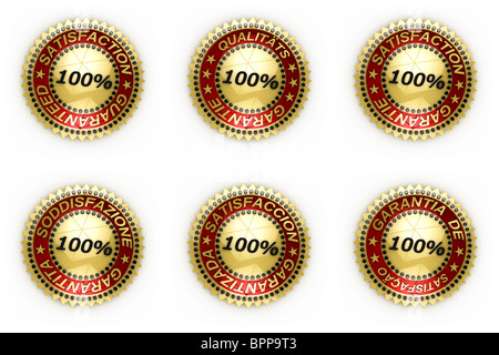 Zufriedenheit garantiert Dichtungen Stockfoto