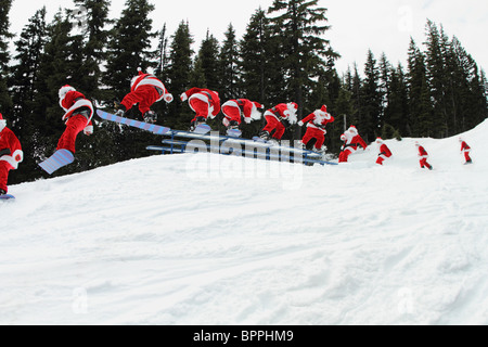 Santa Claus Snowboard Sequenz Stockfoto